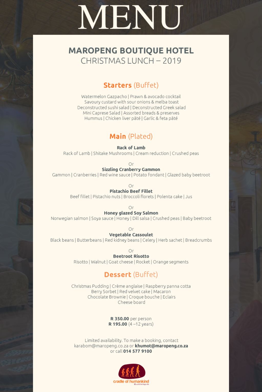 Maropeng Xmas Lunch Menu 2019 1 New 1